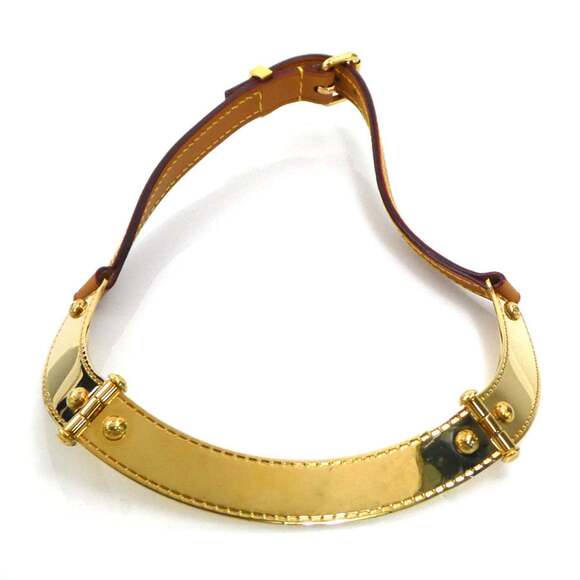 Louis Vuitton Collier Lockme Necklace Leather/Metal Brown and Gold Women's...